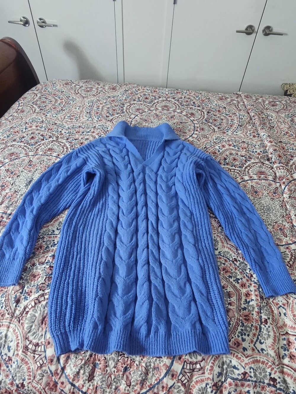 Blue Cable-Knit Wo.en’s Sweater/Dress